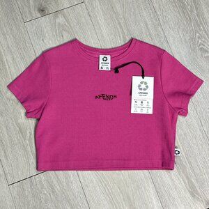BNWT Afends - Harlow - Women's Recycled Ribbed Pink Cropped T-Shirt - Size Small